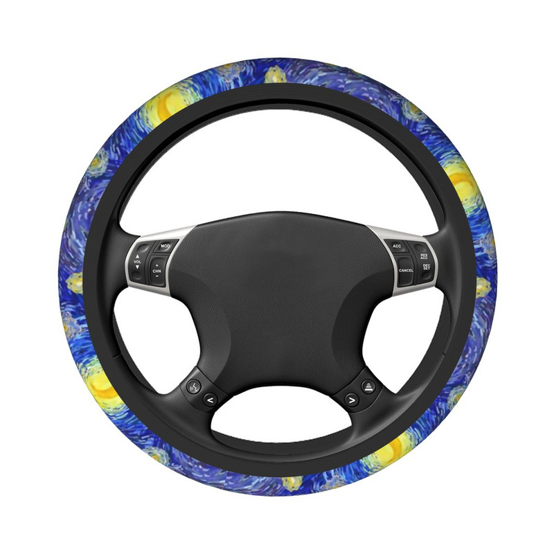 Kryt na volant auta Škótsky teriér Van Gogh Hviezdna noc 38 cm Chránič volantu do auta pre psa Scottish Dog, styling auta
