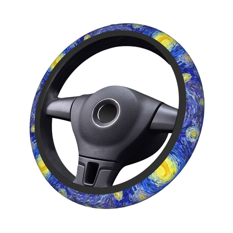 Kryt na volant auta Škótsky teriér Van Gogh Hviezdna noc 38 cm Chránič volantu do auta pre psa Scottish Dog, styling auta