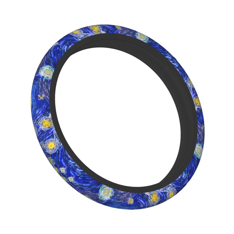 Kryt na volant auta Škótsky teriér Van Gogh Hviezdna noc 38 cm Chránič volantu do auta pre psa Scottish Dog, styling auta