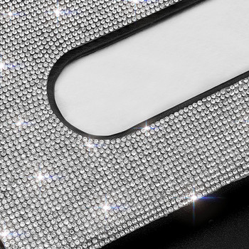 Bling Bling Diamond Car Visor Държач за кърпички Висящи кожени кристали Калъф за хартиени кърпи с диаманти за жени Автомобилни аксесоари