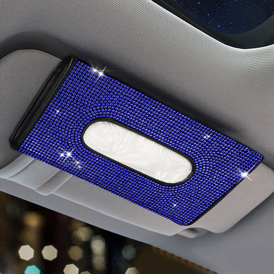 Bling Bling Teemant-autovisiiri koehoidja Rippuv nahast kristallid Rhinestonest paberrätikuga ümbris naiste autotarvikutele