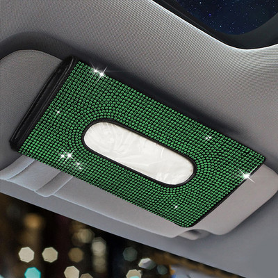 Bling Bling Teemant-autovisiiri koehoidja Rippuv nahast kristallid Rhinestonest paberrätikuga ümbris naiste autotarvikutele