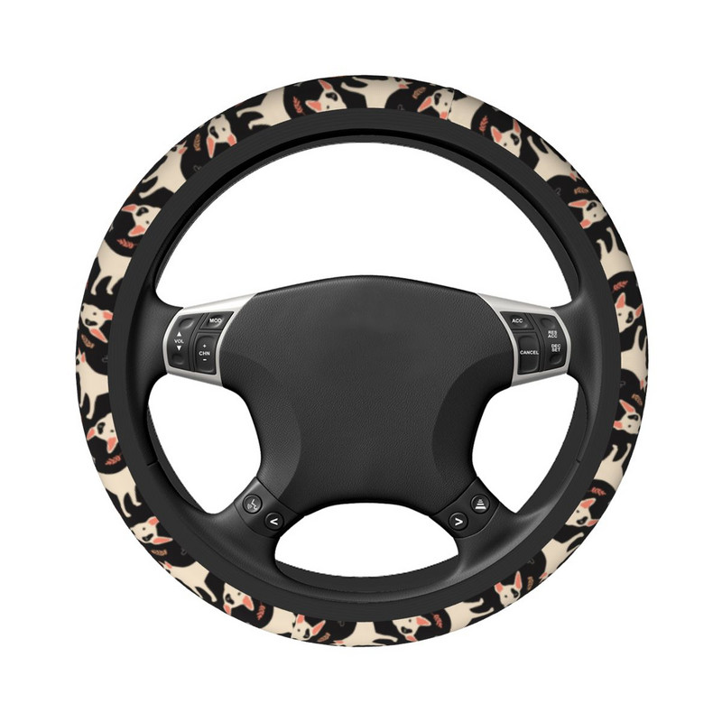Κάλυμμα τιμονιού αυτοκινήτου Bull Terrier 38cm Αντιολισθητικό δώρο για Animal Dog Lover Κατάλληλη διακόσμηση αυτοκινήτου Αξεσουάρ εσωτερικού χώρου