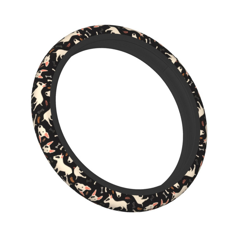 Κάλυμμα τιμονιού αυτοκινήτου Bull Terrier 38cm Αντιολισθητικό δώρο για Animal Dog Lover Κατάλληλη διακόσμηση αυτοκινήτου Αξεσουάρ εσωτερικού χώρου