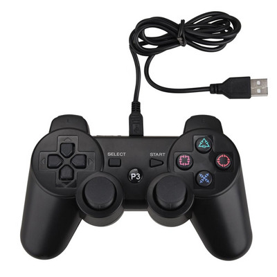 Juhtmega USB-mängukontrolleri mängupult PS3 joystick-mängukontrolleri topeltvibratsiooniga mängupult Sony PS 3 konsooli jaoks