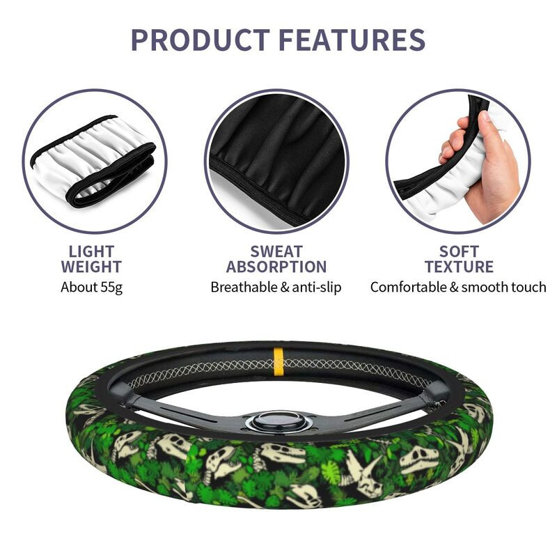 Fossils Dinosaur Skull Jungle Pattern vairo gaubtai Universalūs 15 colių moteriški neslystantys vairo apsauga visureigiams