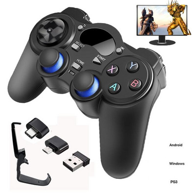 2.4G Gamepad Joystick Controler fără fir cu convertor OTG pentru PS Android Smart Phone Laptop Tablet PC Smart TV Box En-gros