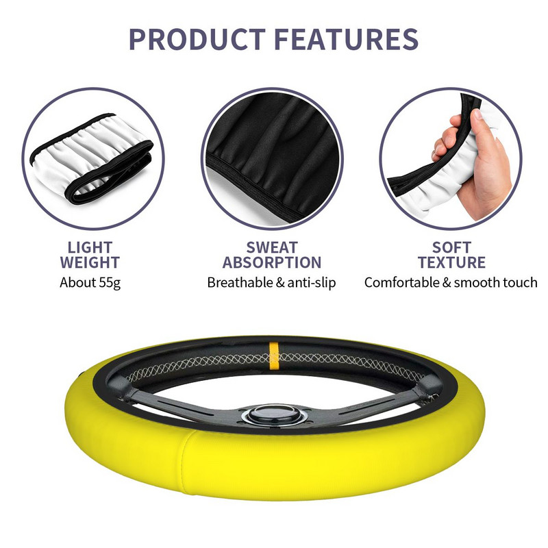 Navlaka za volan automobila od 38 cm, žuta univerzalna jednobojna šarena dodatna oprema za automobile