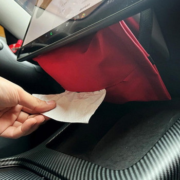Автомобилна кутия за кърпички за модел Tesla Model 3 YSX Интериорна чанта за съхранение на кола скрита зад екрана Аксесоар за държач за салфетки