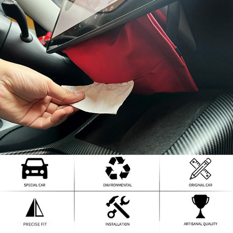 Auto salvrätikukarp Tesla Model 3 mudelile YSX sisemine auto hoiukott ekraani taha peidetud salvrätiku paberihoidja tarvik