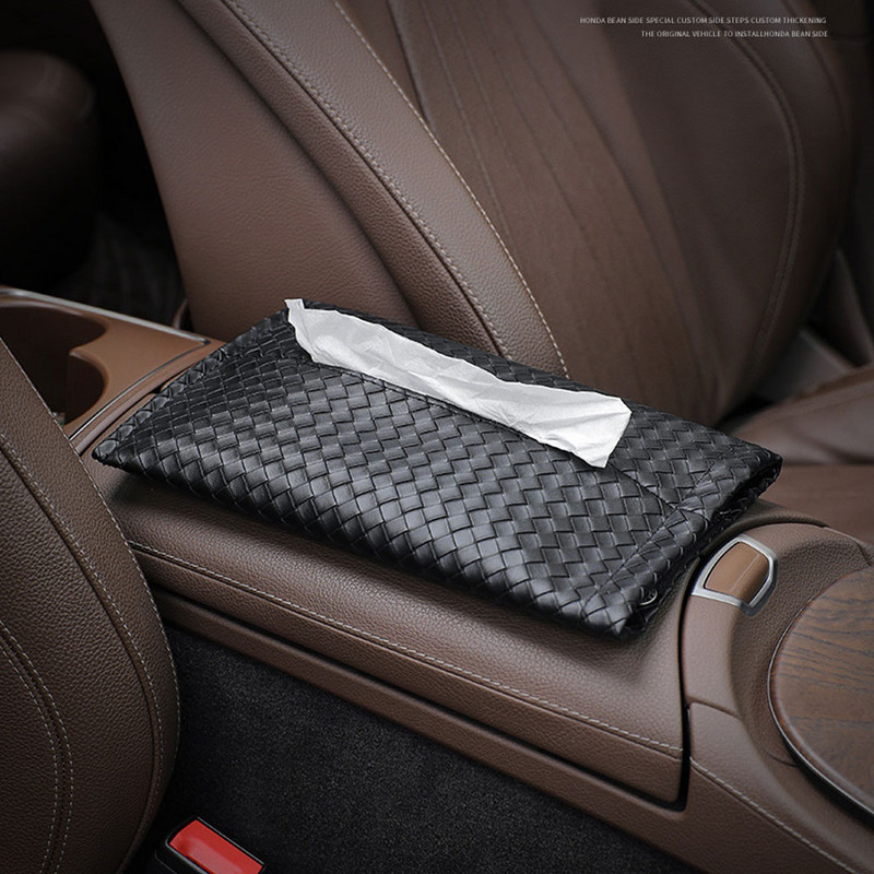 Δερμάτινο PU Δερμάτινο κιβώτιο χαρτομάντιλου αυτοκινήτου Πίσω πλάτης καθίσματος κρεμαστό χαρτοπετσέτα αποθήκευσης Κεντρική κονσόλα Τσάντα οργάνωσης χαρτιού Εσωτερικά αξεσουάρ