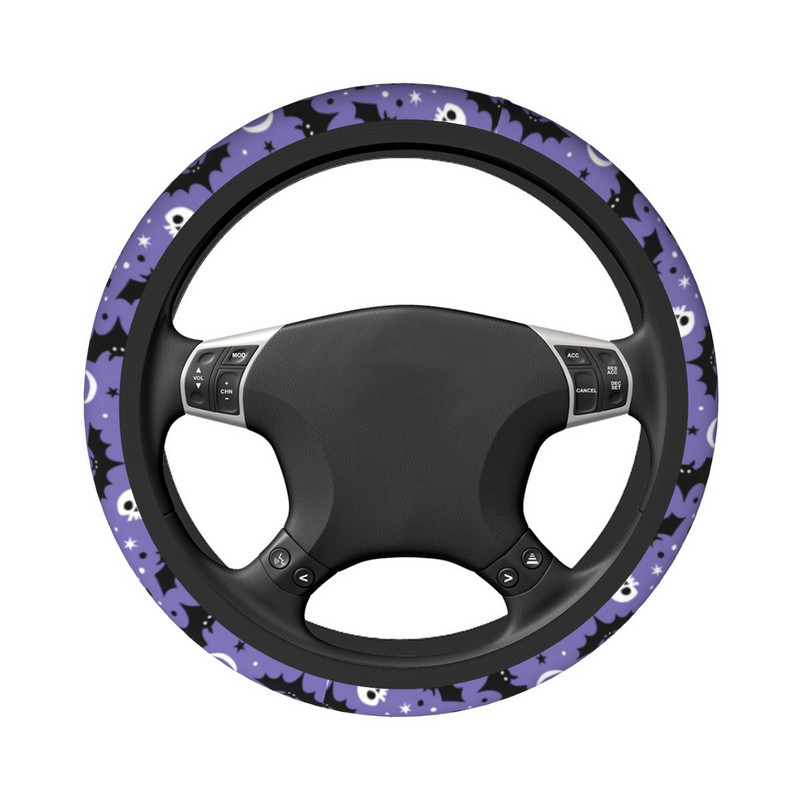 37-38 Auto rooliratta kate Bat Moon Skull Tree Elastne Halloweeni pidu Multifilm Autostiiliga Elastische Auto Aksessuaarid