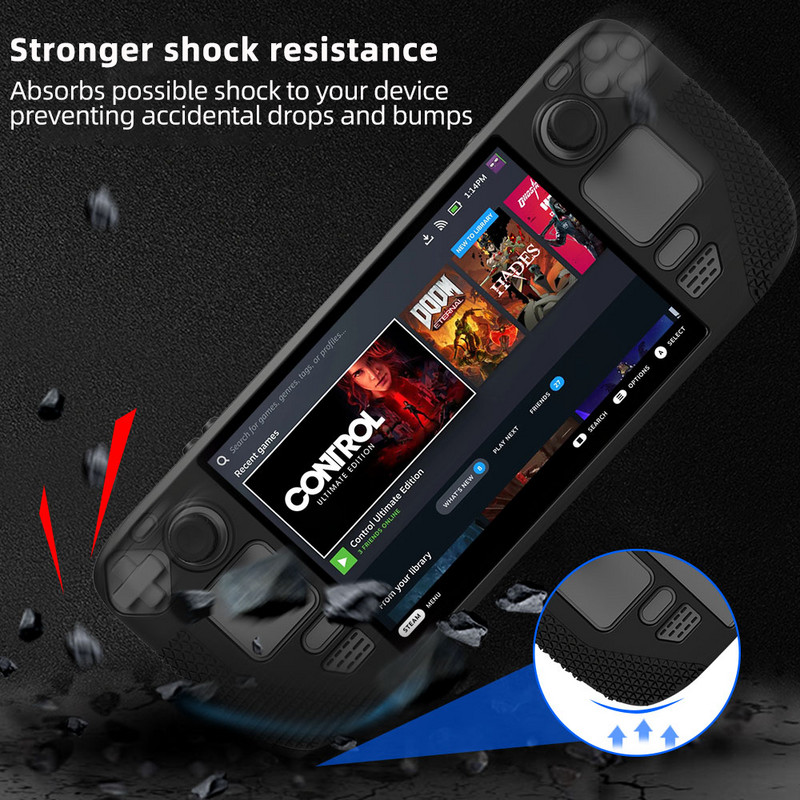 EXSKOF Soft Shell silikonska zaštitna torbica za Steam Deck igraću konzolu Prijenosna putna torbica Navlaka za Steam Deck dodatke