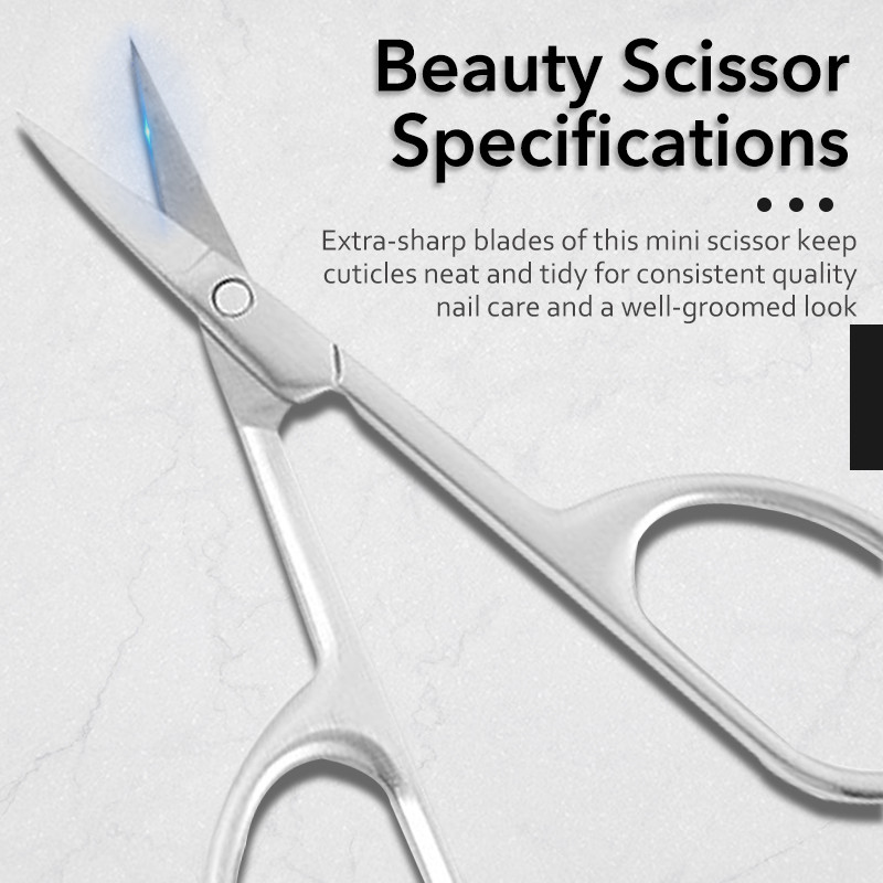 1 db Professzionális rozsdamentes acél szemöldök orr körömágy olló ívelt penge köröm manikűr haj műszempilla vágó éles