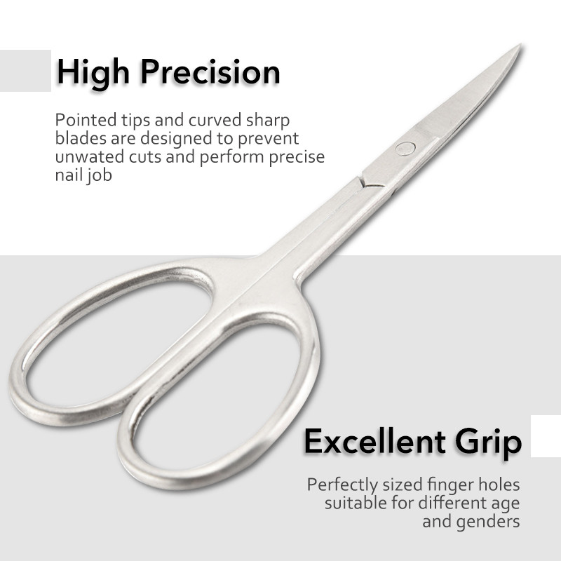 1 db Professzionális rozsdamentes acél szemöldök orr körömágy olló ívelt penge köröm manikűr haj műszempilla vágó éles