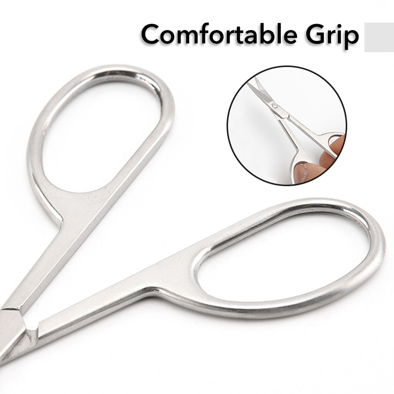 1 db Professzionális rozsdamentes acél szemöldök orr körömágy olló ívelt penge köröm manikűr haj műszempilla vágó éles