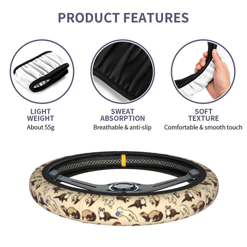 Tuhkur Loomade auto rooliratta kate Metsloomad Näriliste Nirk Auto rooliratta kaitse Auto Decoration Interjööri tarvikud