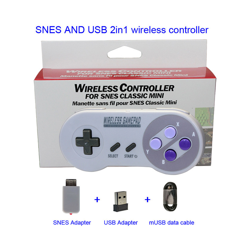 Dropshipping 2,4 GHz juhtmevaba mängupuldi kontroller Super Nintendo NES ja SNES Classic Mini juhtmevaba konsooli kontrolleri juhtkangi jaoks