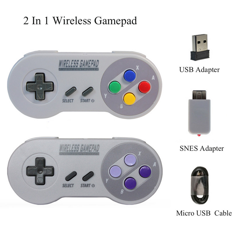 Dropshipping 2,4 GHz juhtmevaba mängupuldi kontroller Super Nintendo NES ja SNES Classic Mini juhtmevaba konsooli kontrolleri juhtkangi jaoks