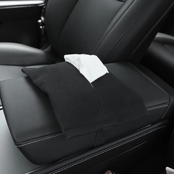 Велурена кутия за автомобилни кърпички за модел Tesla Model 3 YSX Интериорна чанта за съхранение на аксесоари, скрита зад екрана Държач за хартия за салфетки