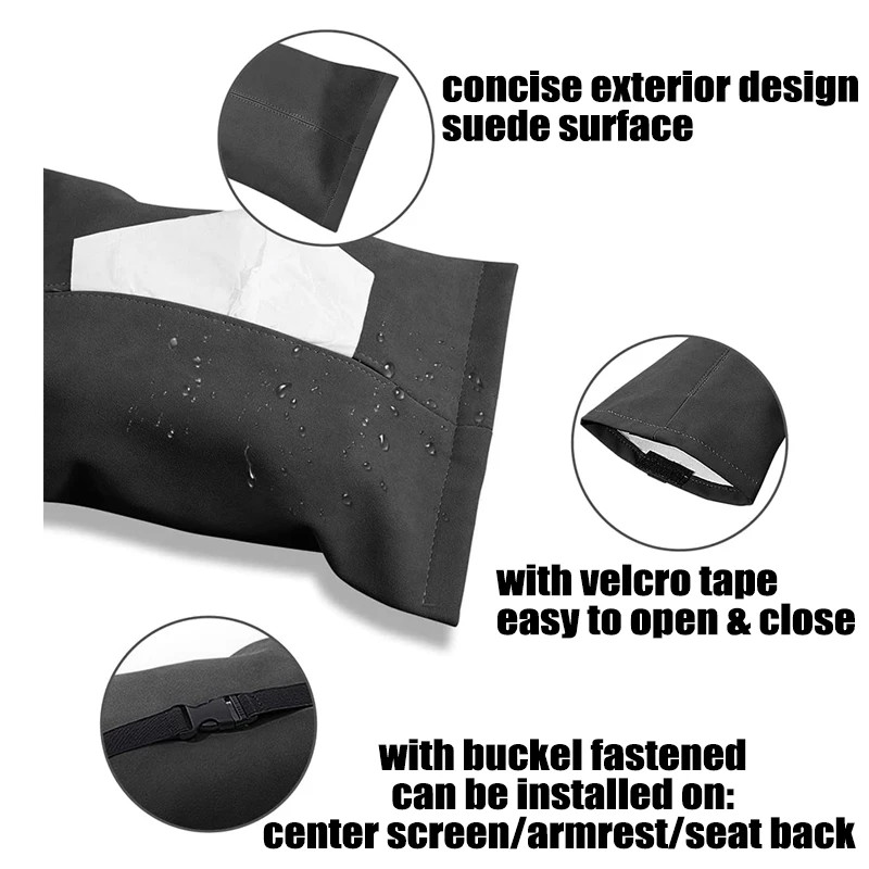 Velúr autókendős doboz Tesla Model 3 YSX modellhez, belső autós kiegészítők tárolótáska képernyő mögé rejtett szalvéta papírtartóhoz