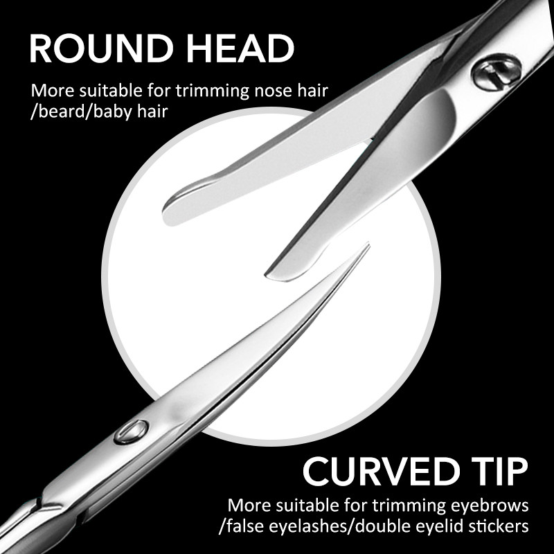 1 kom. Profesionalne škare za nokte za manikuru za nokte, obrve, nos, trepavice, zanoktice, škare, zakrivljene alate za šminkanje za pedikuru