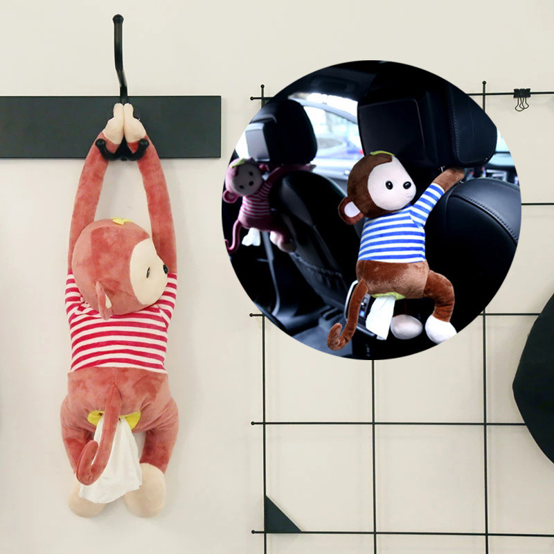 Fiat 500 peugeot 508 citroen smart fortwo ford focus mk2 bmw jaoks audi q5 bmw x5 Monkey Cartoon lühikese plüüsi koekasti jaoks