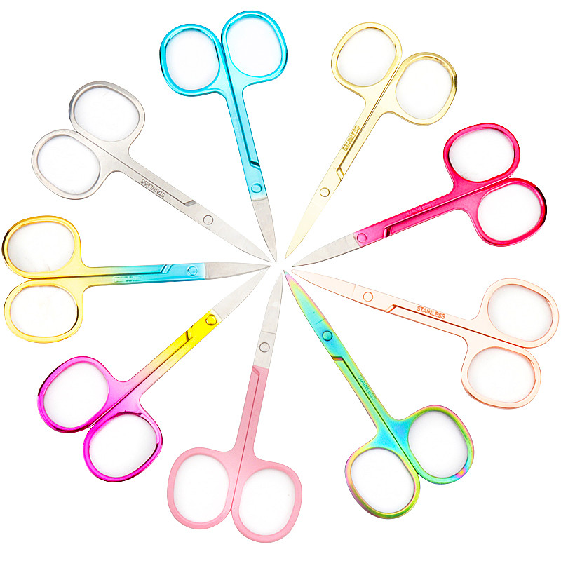 1tk kulmukäärid roostevabast terasest küünte tööriistad kulmude nina ripsmete käärid multifunktsionaalsed näo- ja juukselõikurid, meik ilu