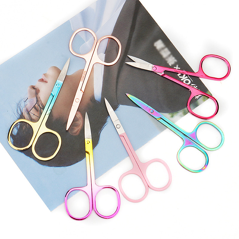 1tk kulmukäärid roostevabast terasest küünte tööriistad kulmude nina ripsmete käärid multifunktsionaalsed näo- ja juukselõikurid, meik ilu