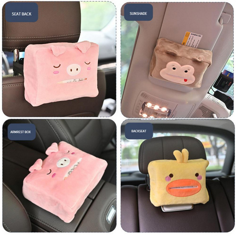 Kaasaskantav loomakaunistusklamber universaalne salvrätikuümbris Multikas armas salvrätikukarp autodele koduruumi autode kujundamiseks mõeldud salvrätikuhoidja