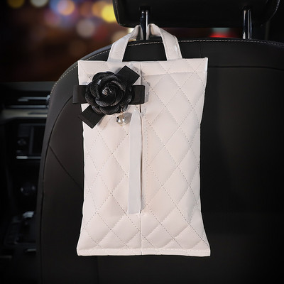 Fashion Pearl Camellia lilleline auto peatoe kott Autoistme rippuv nahk paberkarp tornihoidik Stiilne autotarvikud