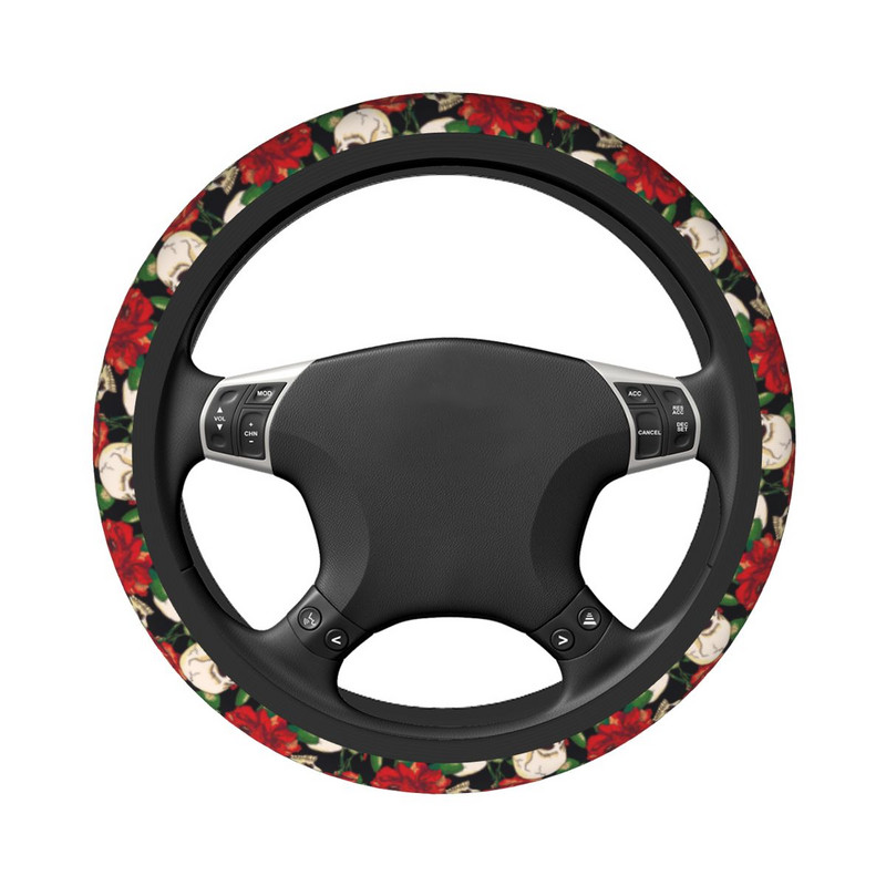 Navlake za volan od 38 cm, cvjetna lubanja, vintage pletenica na presvlaci za volan Auto dekoracija Prikladni dodaci za automobil