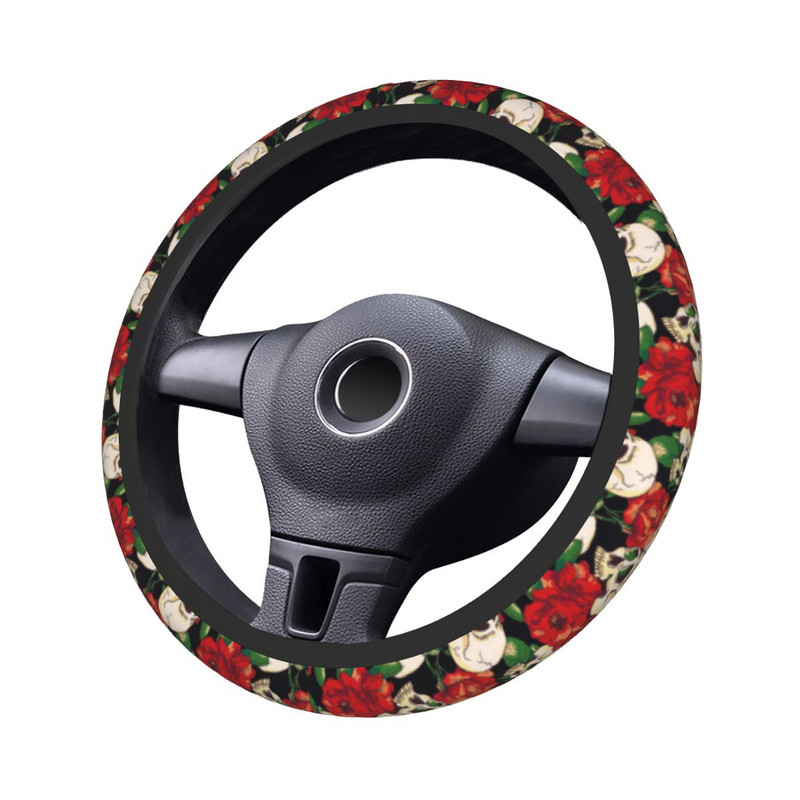 Navlake za volan od 38 cm, cvjetna lubanja, vintage pletenica na presvlaci za volan Auto dekoracija Prikladni dodaci za automobil