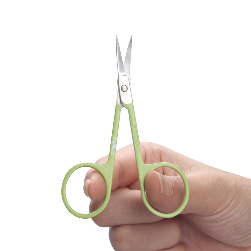 Brainbow 1 buc foarfecă de machiaj din oțel inoxidabil pentru sprâncene gene pentru tăierea părului pentru nas Foarfecă ascuțită ascuțită cu vârf curbat Foarfecă mică pentru sprâncene