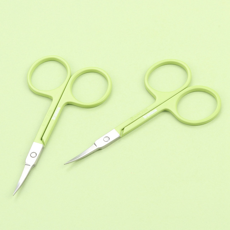 Brainbow 1 buc foarfecă de machiaj din oțel inoxidabil pentru sprâncene gene pentru tăierea părului pentru nas Foarfecă ascuțită ascuțită cu vârf curbat Foarfecă mică pentru sprâncene