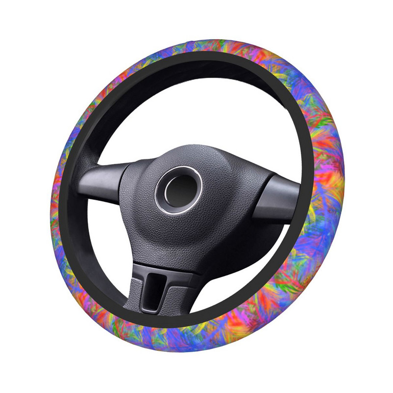 Plunksnų automobilio vairo dangtelis 37-38 Neslystantis kaklaraištis Auto vairo apsauga Spalvingi automobilio stiliaus automobilių priedai