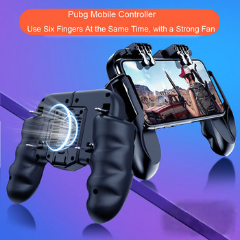 H9 Six Finger Pubg Controller Gamepad Joystick Pubg Mobile Trigger L1R1 Shooter Joystick Game Pad Θήκη τηλεφώνου με Cooler Fans