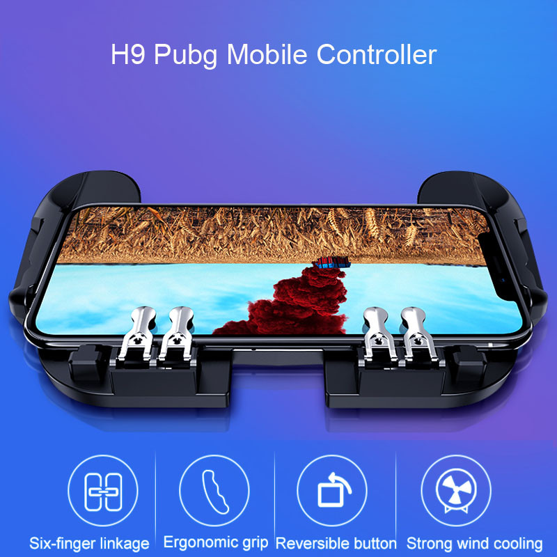 H9 Six Finger Pubg Controller Gamepad Joystick Pubg Mobile Trigger L1R1 Shooter Joystick Game Pad telefono laikiklis su aušintuvais