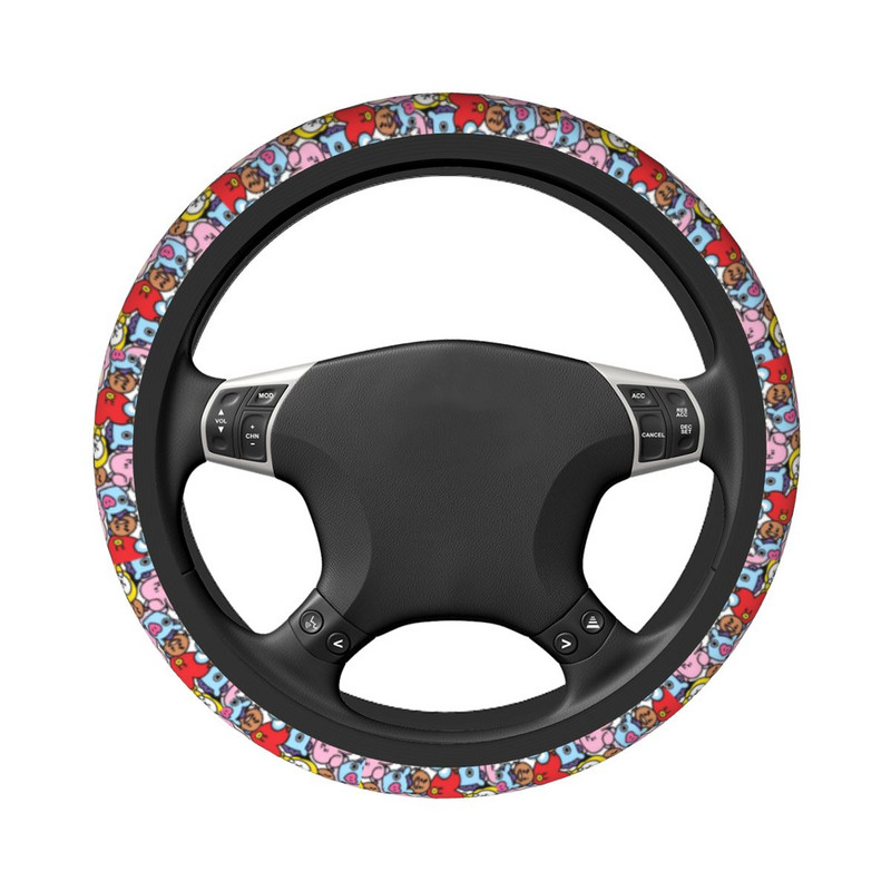 Κορέα Kpop Cartoon Κάλυμμα τιμονιού αυτοκινήτου 38cm Ελαστική μουσική Κατάλληλη Αξεσουάρ Τιμονιού σε στυλ αυτοκινήτου