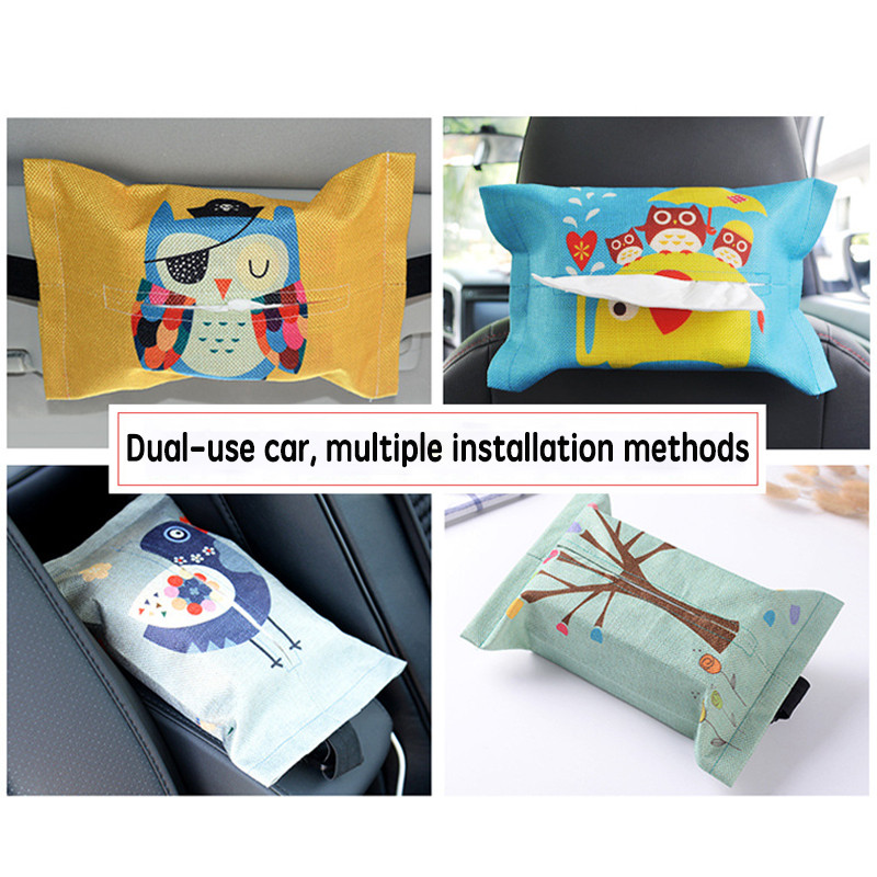 Cartoon Tissue Box pakabinama saugykla, skirta Hyundai I30 Tucson Solaris Creta IX25 Skoda Rapid Octavia A7 A5 2 Fabia Kodiaq karoq