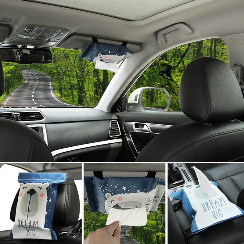 Cartoon Tissue Box pakabinama saugykla, skirta Hyundai I30 Tucson Solaris Creta IX25 Skoda Rapid Octavia A7 A5 2 Fabia Kodiaq karoq