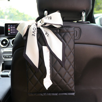 Модна копринена панделка с панделка на задната седалка на колата Облегалка за глава Държач за тъкани Автоматично окачване на чантата за хартиени кърпи Стайлинг на автомобилни аксесоари