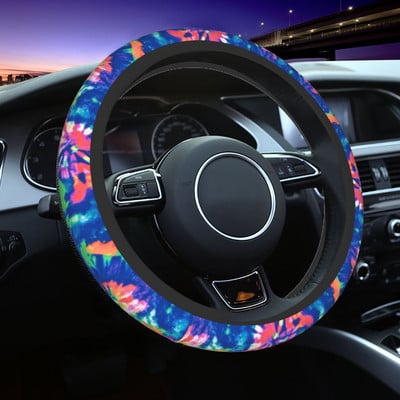 Καλύμματα τιμονιού αυτοκινήτου 38cm Tie Dye Universal Hippie Auto Decoration Αξεσουάρ αυτοκινήτου μόδας