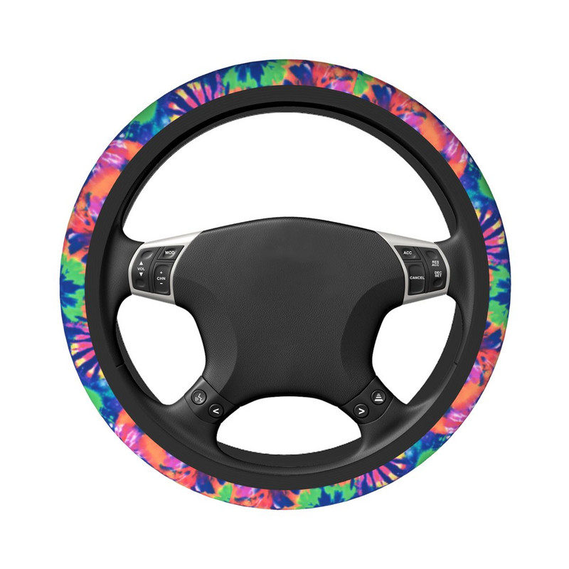 Καλύμματα τιμονιού αυτοκινήτου 38cm Tie Dye Universal Hippie Auto Decoration Αξεσουάρ αυτοκινήτου μόδας