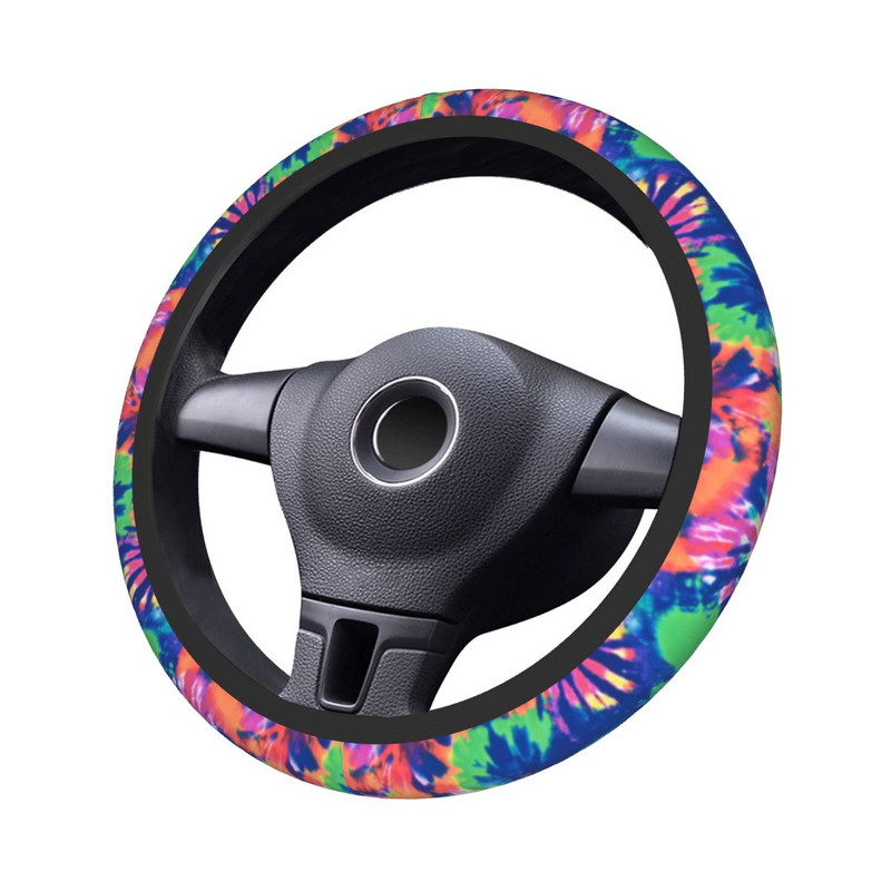 Καλύμματα τιμονιού αυτοκινήτου 38cm Tie Dye Universal Hippie Auto Decoration Αξεσουάρ αυτοκινήτου μόδας