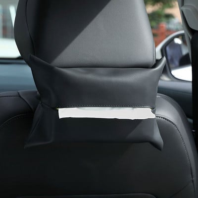 PU bőr szövetdoboz autós akasztós szalvéta papírtartóhoz napellenzőben az ülés háttámlájában, hordozható szövetszervező tokban