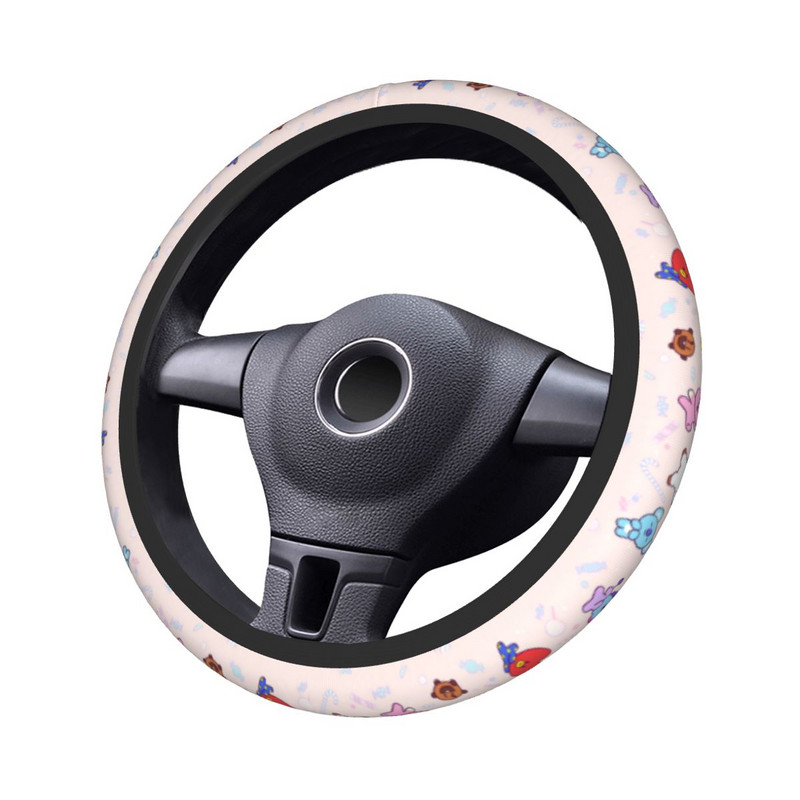 Κάλυμμα τιμονιού αυτοκινήτου Kpop Cute Cartoon Auto Steering Heel Protector Elastische Αξεσουάρ τιμονιού με στυλ αυτοκινήτου