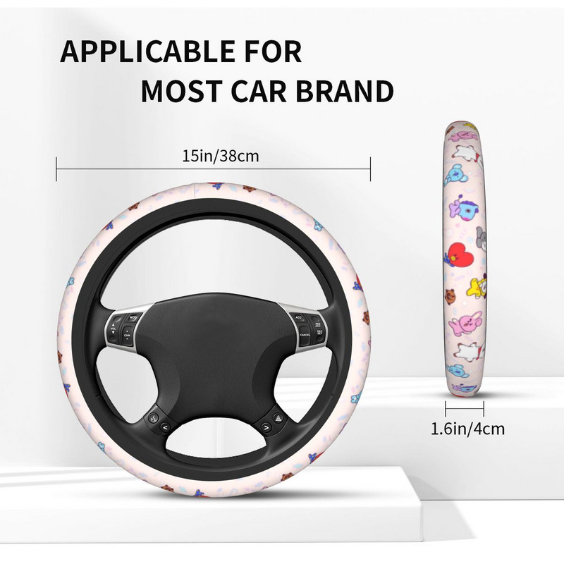 Κάλυμμα τιμονιού αυτοκινήτου Kpop Cute Cartoon Auto Steering Heel Protector Elastische Αξεσουάρ τιμονιού με στυλ αυτοκινήτου