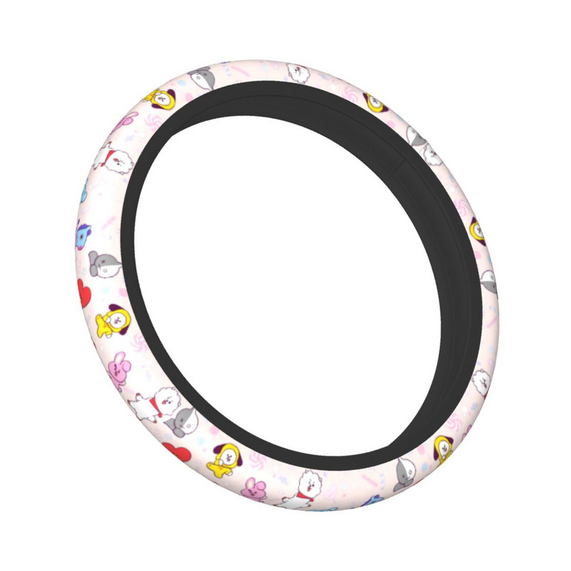 Κάλυμμα τιμονιού αυτοκινήτου Kpop Cute Cartoon Auto Steering Heel Protector Elastische Αξεσουάρ τιμονιού με στυλ αυτοκινήτου