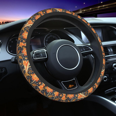 38 см калъфи за волани на автомобили William Morris Orange Cray Floral Boho Flower Braid On the Steering Wheel Cover Car-style